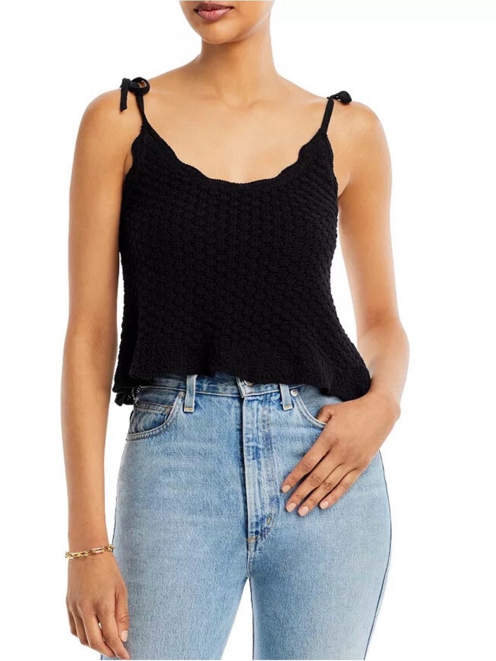 Dex Black Knit Tie-Strap Tank Top Size M